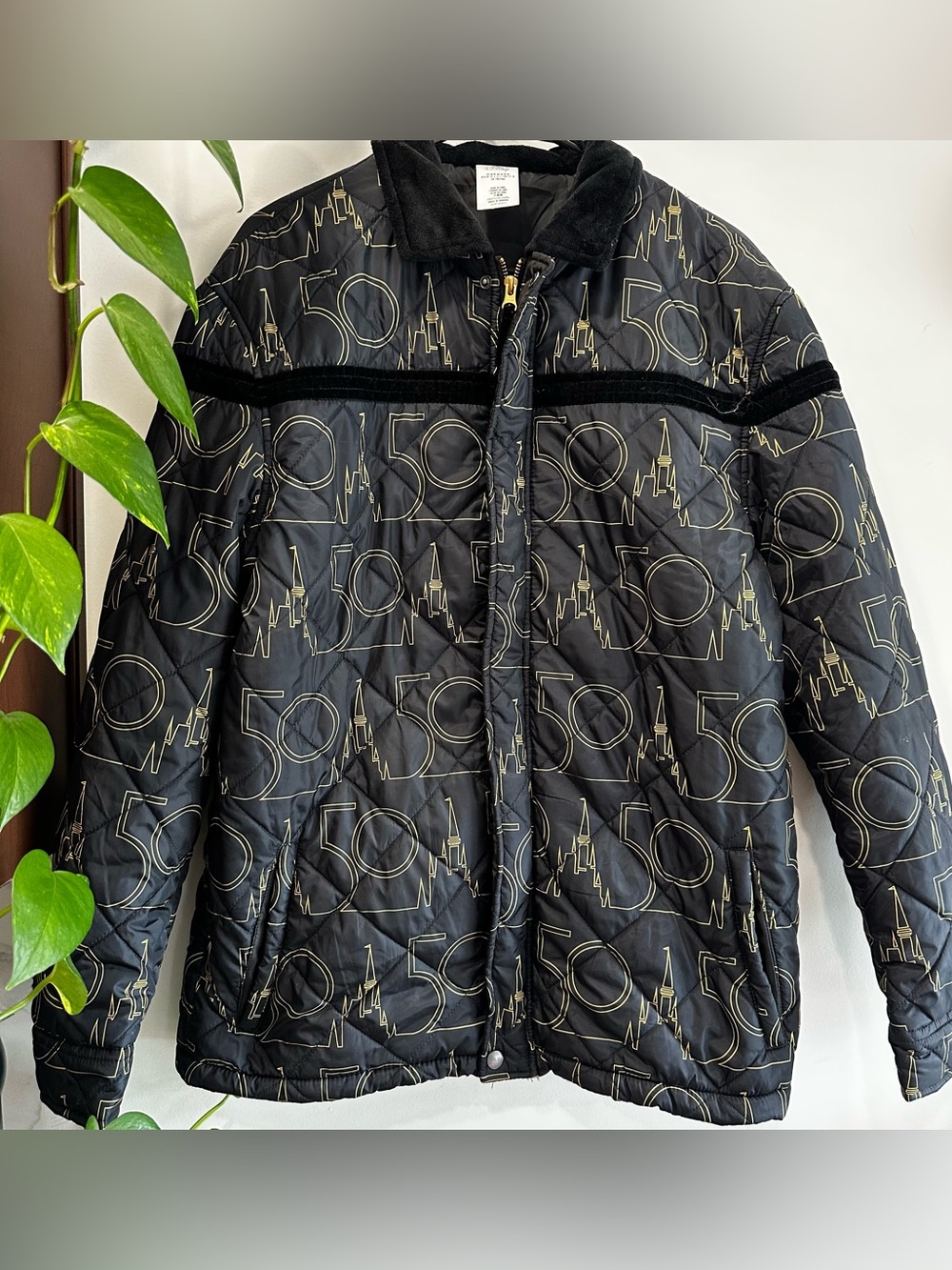 Disney Parks 50th Anniversary Black & Gold Quilted Jacket Adults Medium Lim Ed